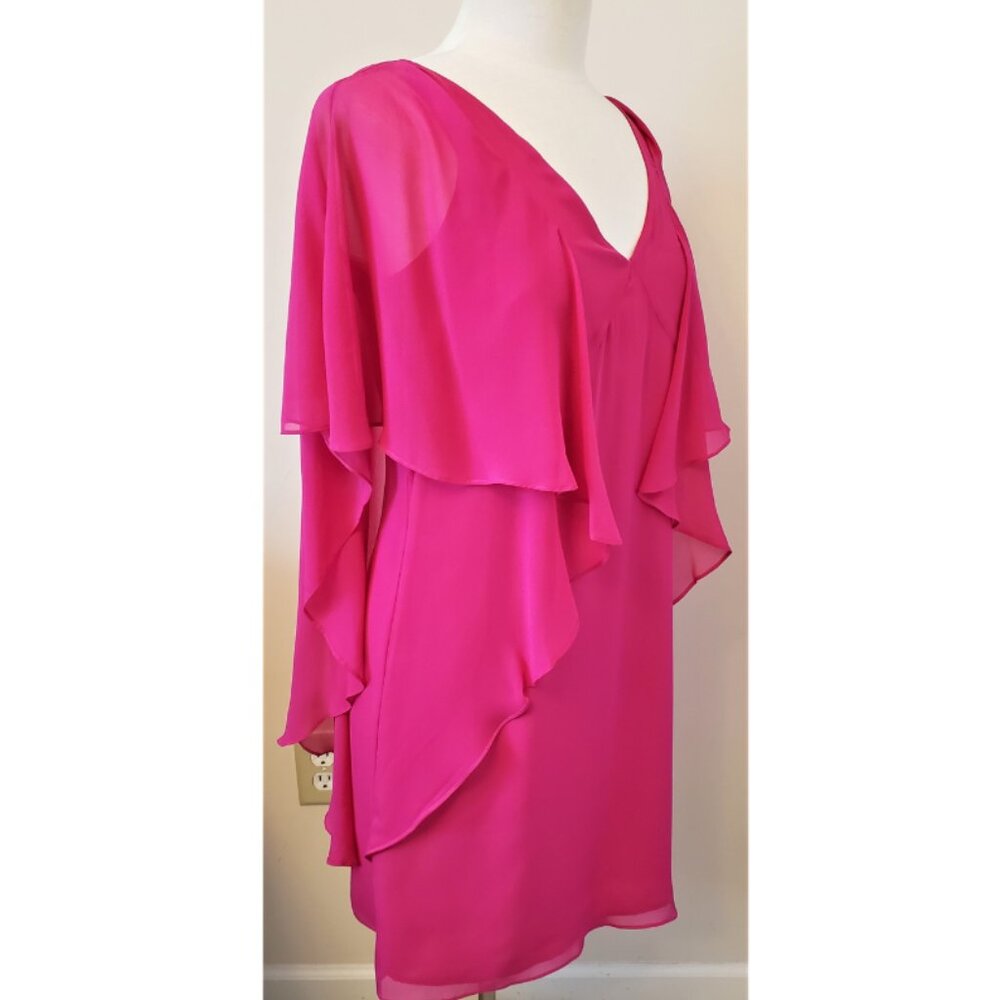 Trina Turk 100% Silk Midi Dress Size-4 Le Vin Rouge medium-toned, warm red color